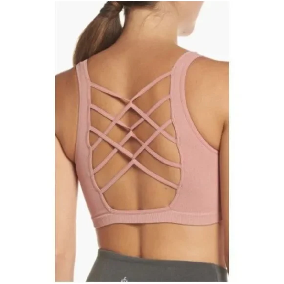 Free People NWOT Shanti Sports Bra Blush Pink Size Medium/Large