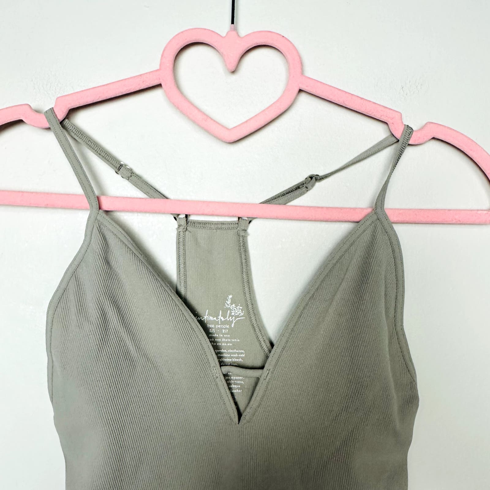 Intimately by Free People NWOT Gray Move Along V-Neck Racerback Bodysuit XS/S