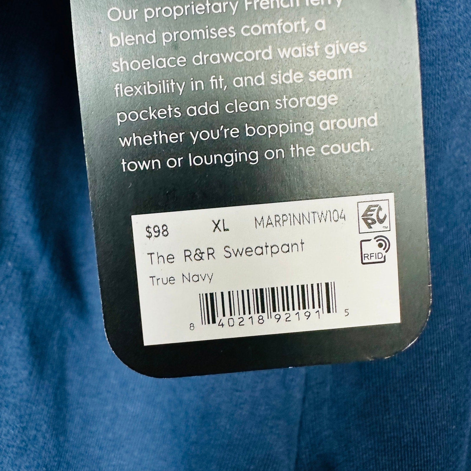 Allbirds NWT R&R True Navy R&R Sweatpants Jogger Pants Size X-Large