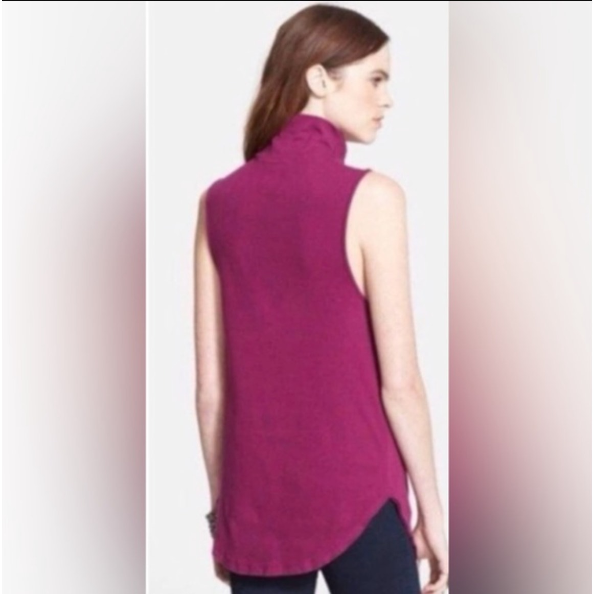 Free People NWOT Purple LA Livin Mock Turtleneck muscle tank top Size XS