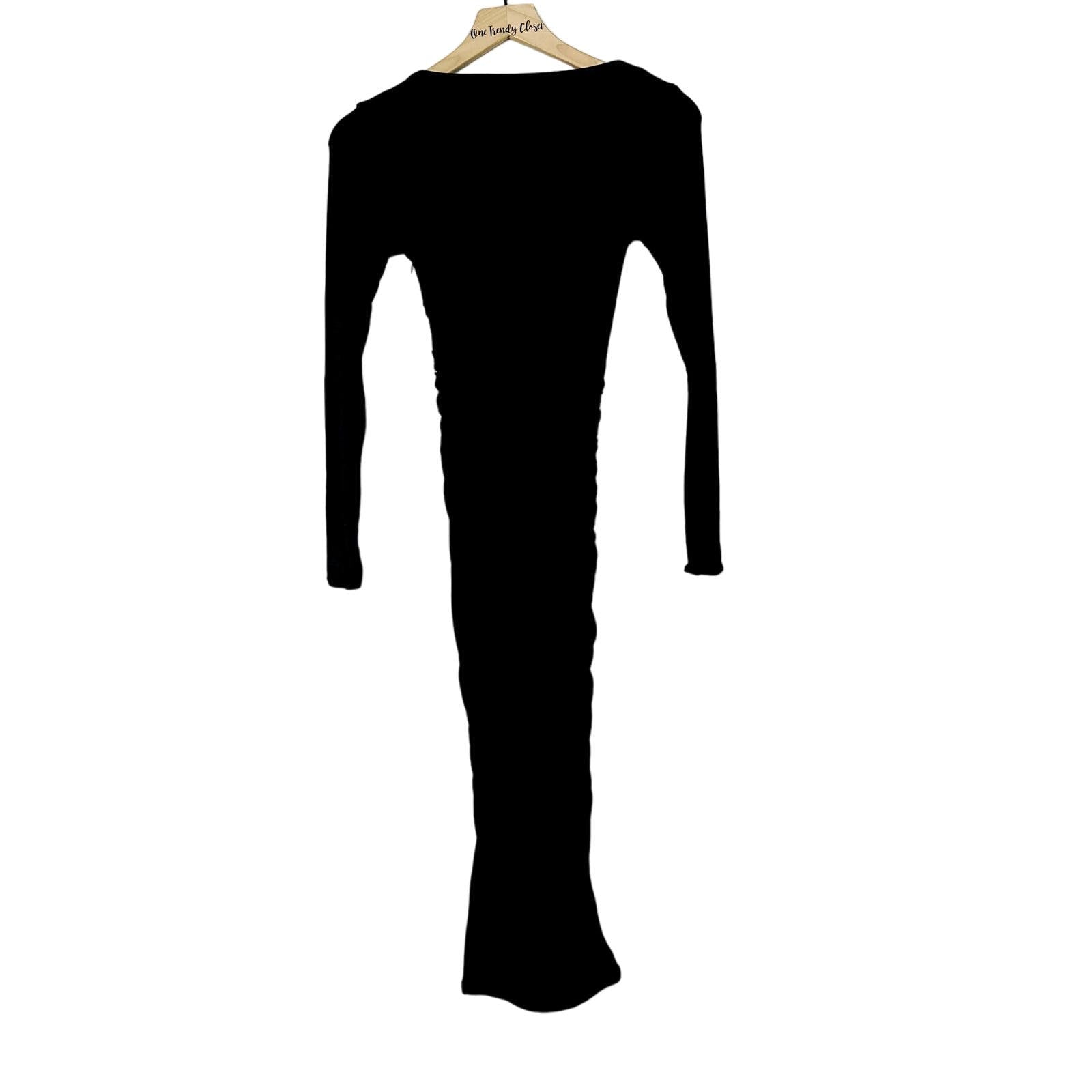Ser.O.Ya NWT Revolve Black Eden Long Sleeve Midi Dress Size XS