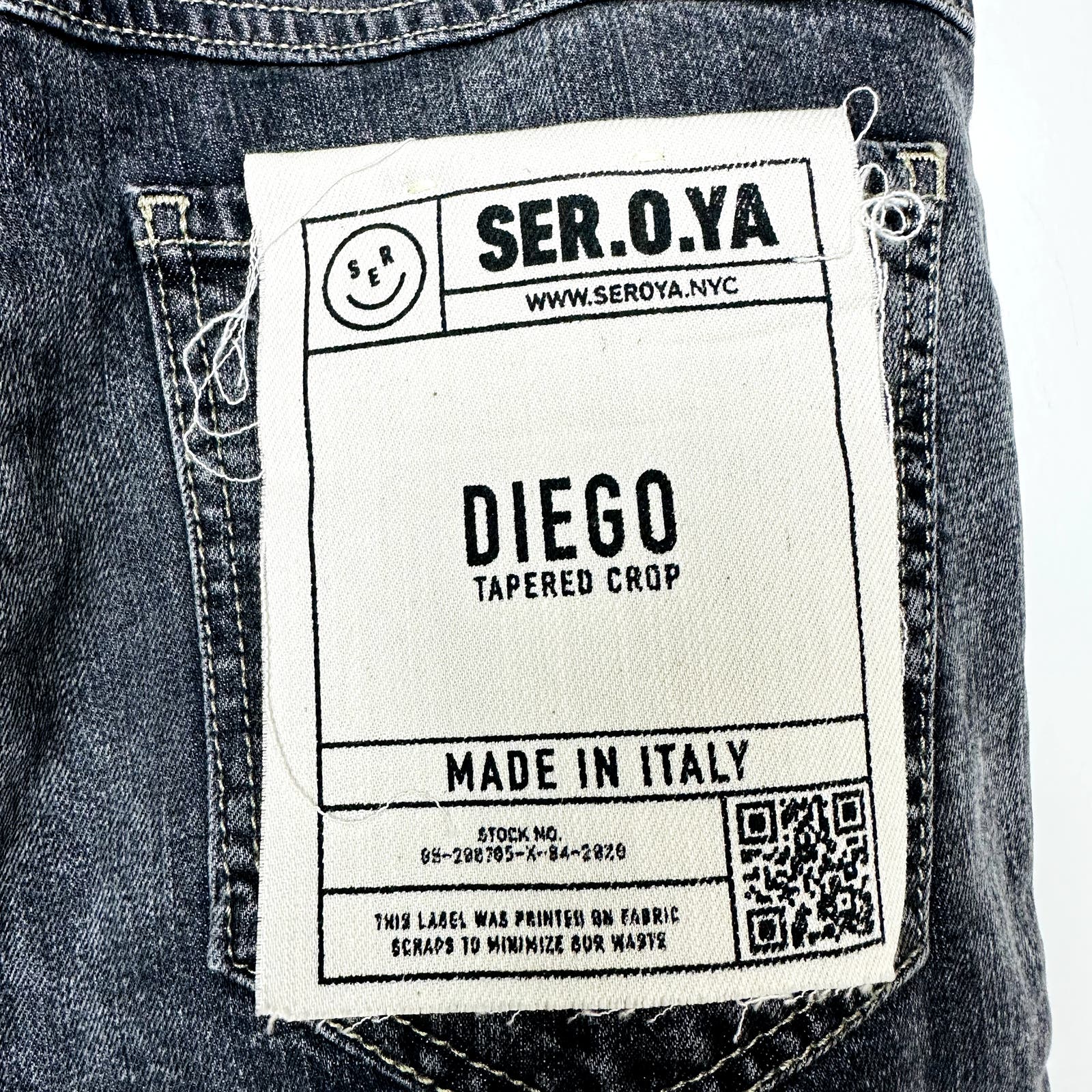 Ser.O.Ya NWT Phoenix Diego Tapered Cropped Denim Jeans Distressed Size 30x27