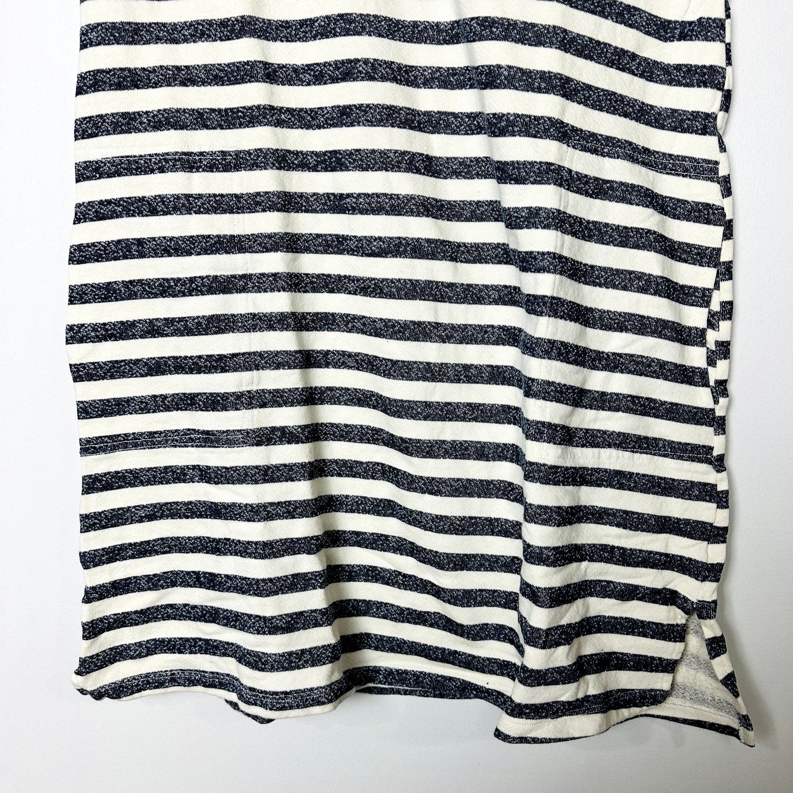 Free People NWOT Terry Cloth Striped Short Sleeve Dress Navy/Beige Size XS