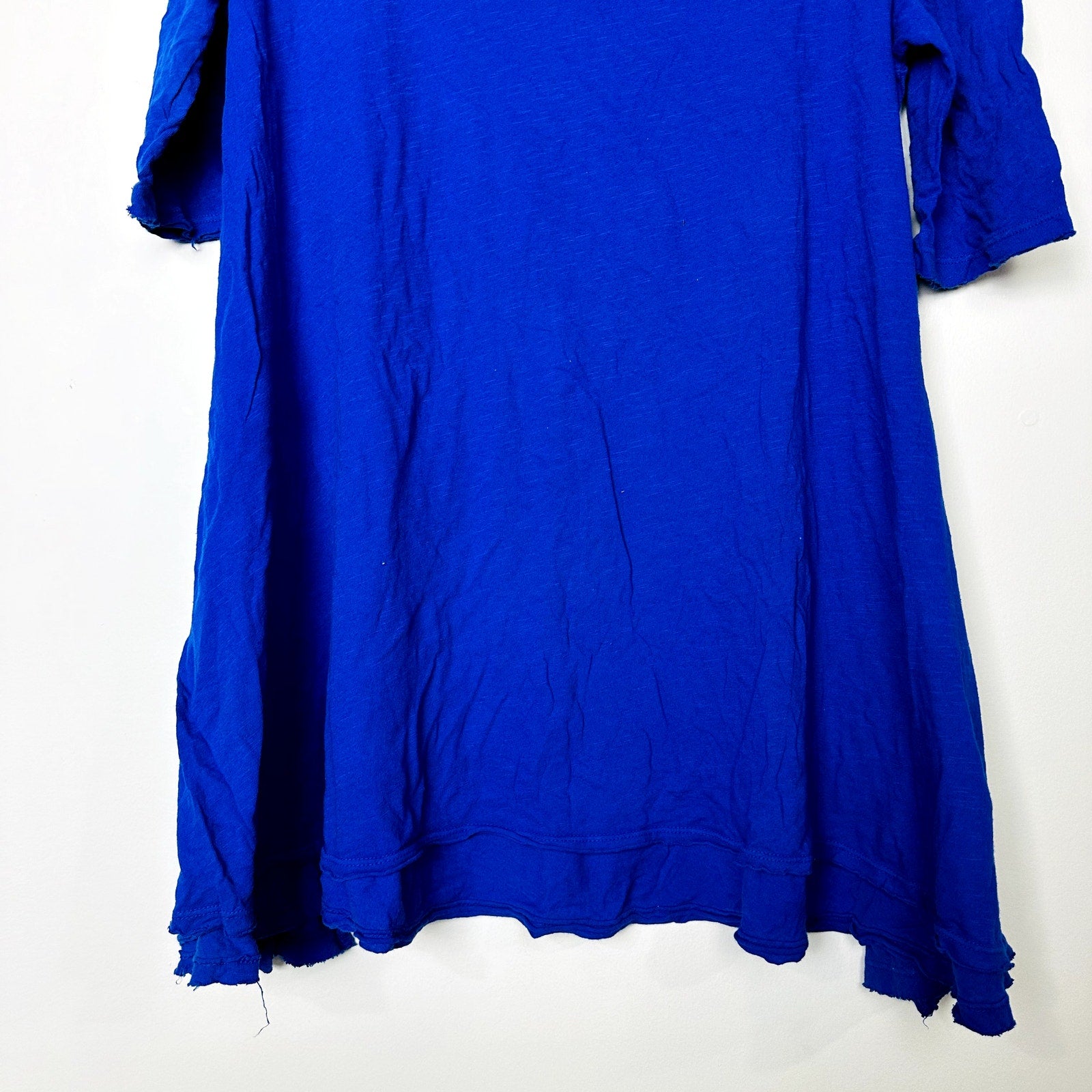 Free People NWOT Viscose Jersey Elbow Sleeve Tunic Top Blue Size S
