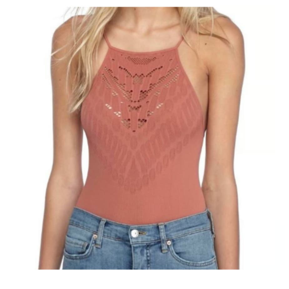 Free People Intimately NWOT Mauve Deep Pink Solstice Bodysuit Size M/L