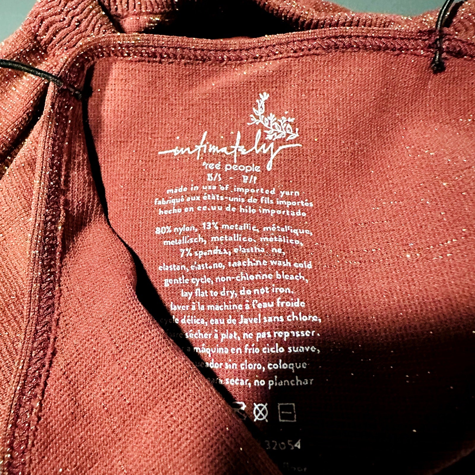 Intimately by Free People NWOT Red Metallic Scoop Neck Brami Crop Top Size XS/S