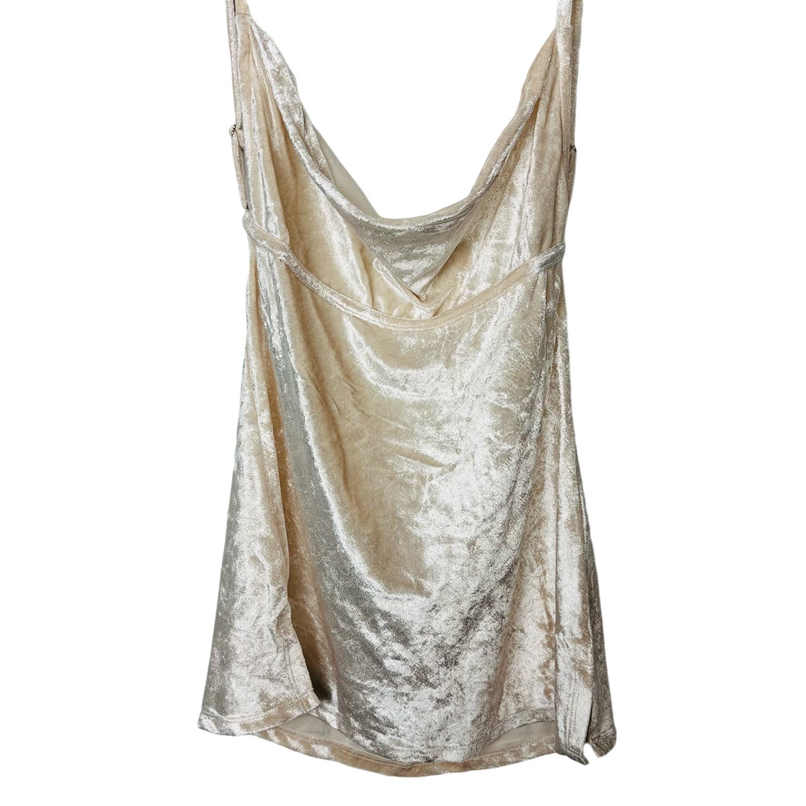 Free People NWT All Night Velvet Tunic Open Back Top Champagne Medium OB1579535