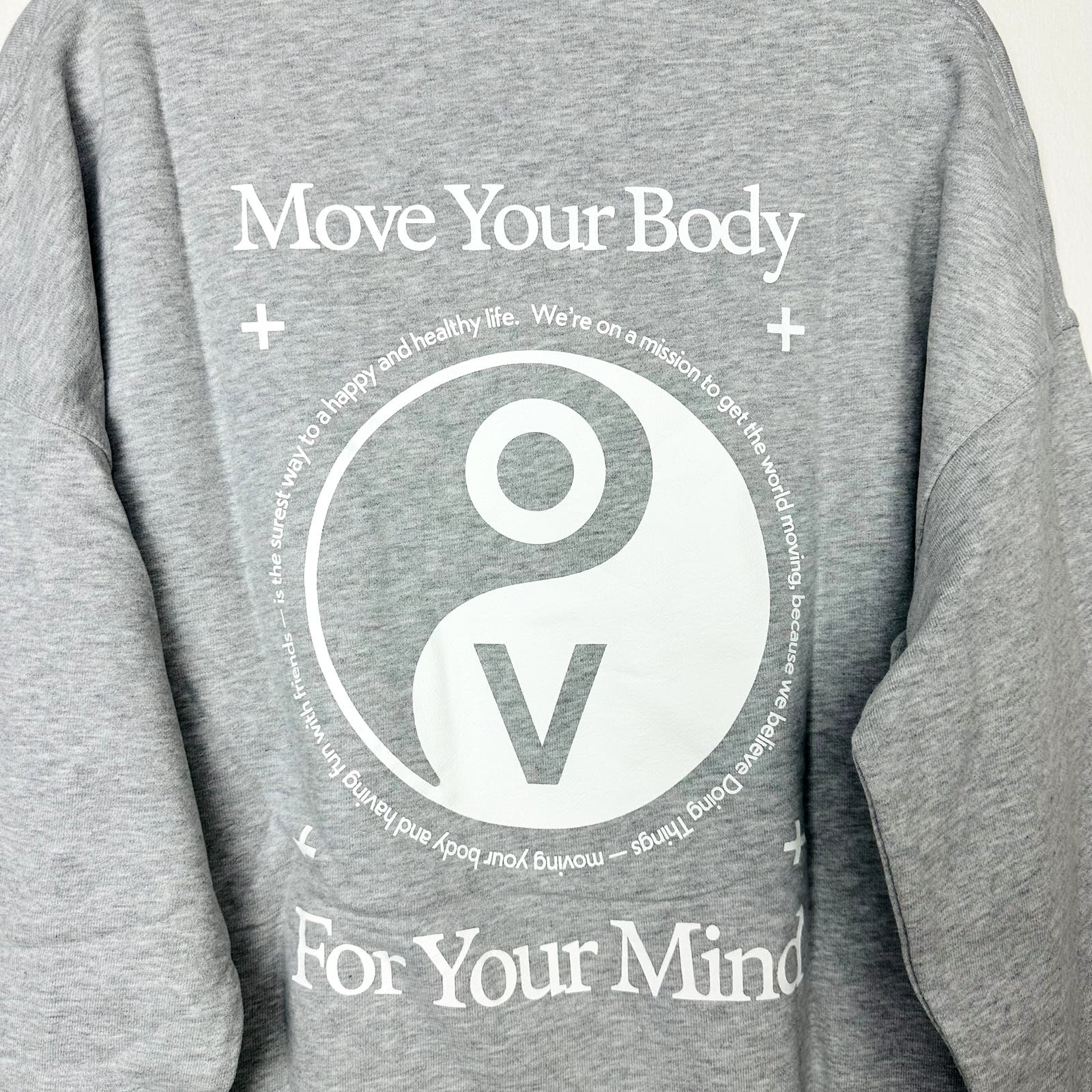 Outdoor Voices NWT OV Graphic Sweatshirt Move Your Body For Your Mind Heather Grey Size Small
