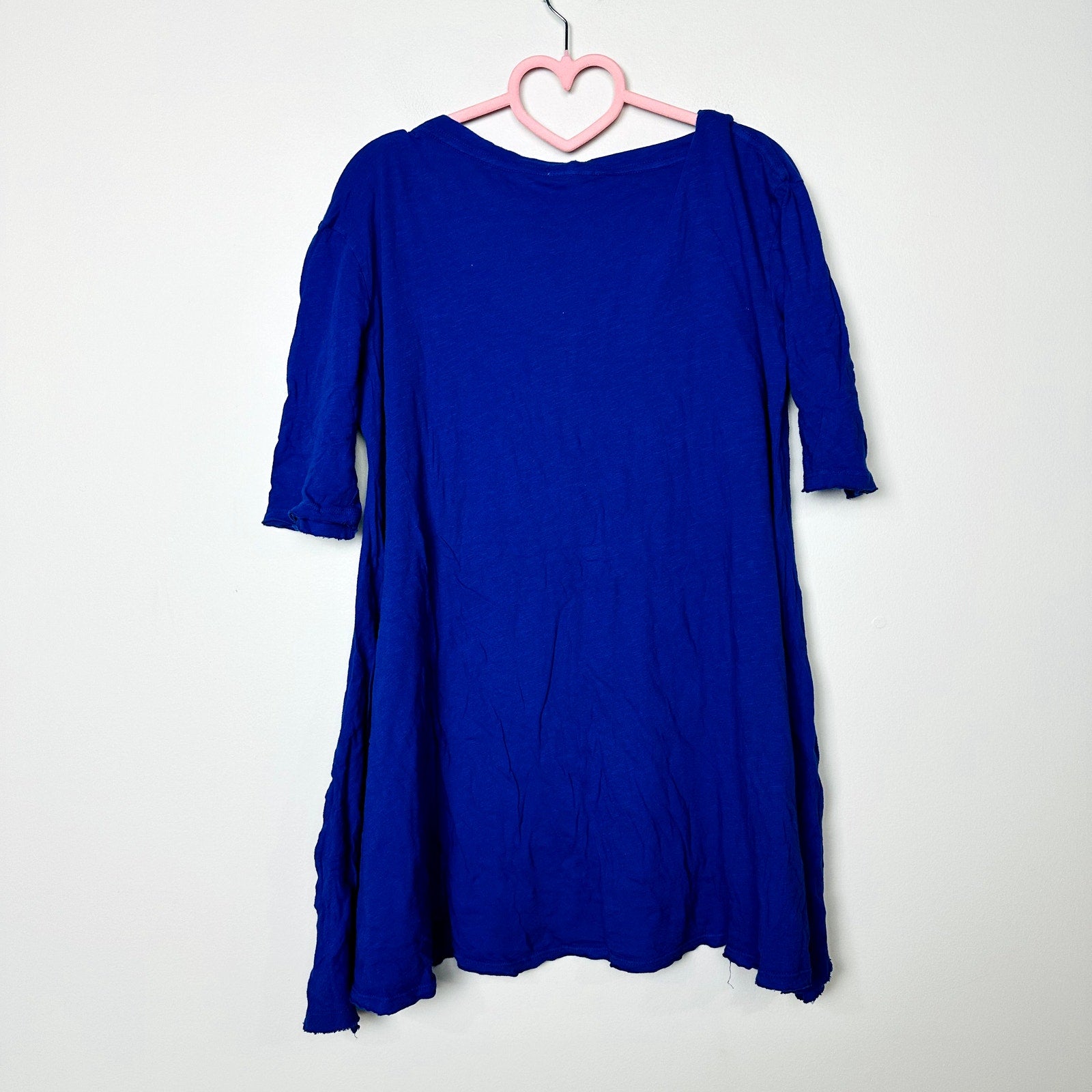 Free People NWOT Viscose Jersey Elbow Sleeve Tunic Top Blue Size S