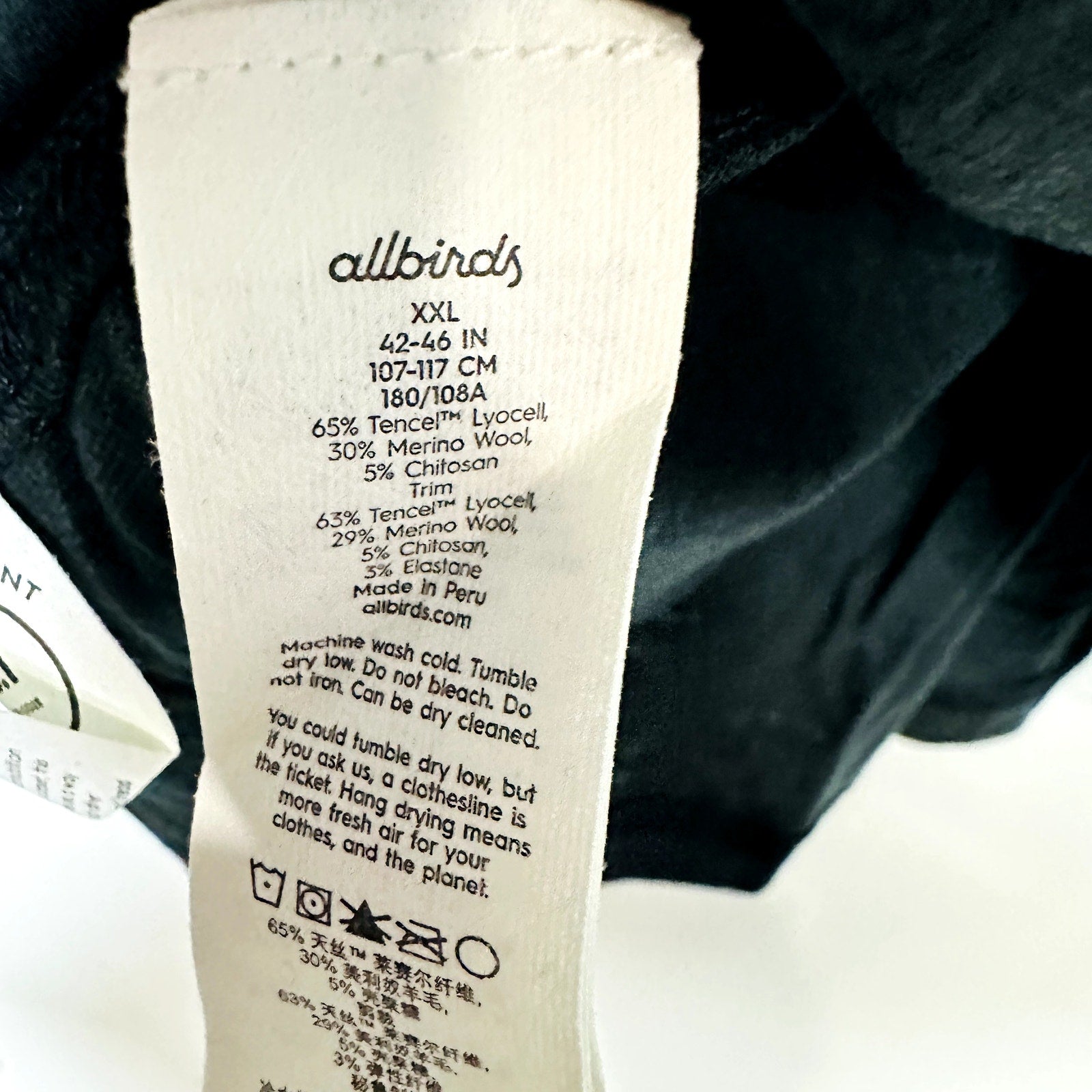 Allbirds NWT Black Sea Long Sleeve Crew Neck Tee Size 2XL