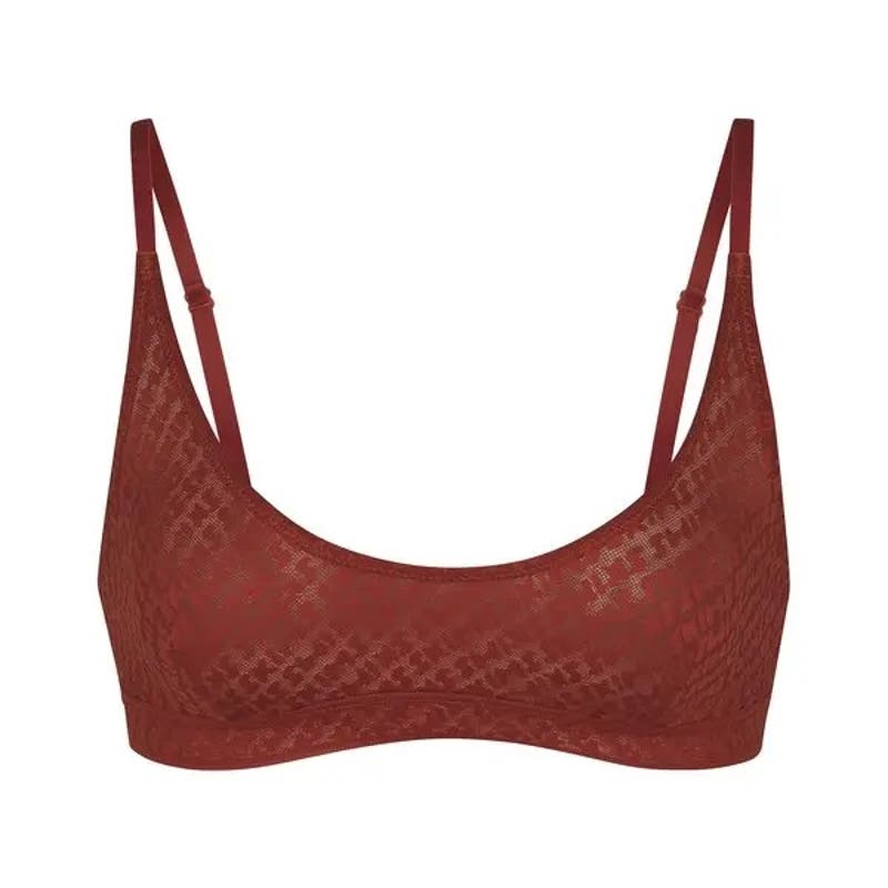 SKIMS NWT Saffron Logo Mesh Skimpy Triangle Bralette Size 2XS