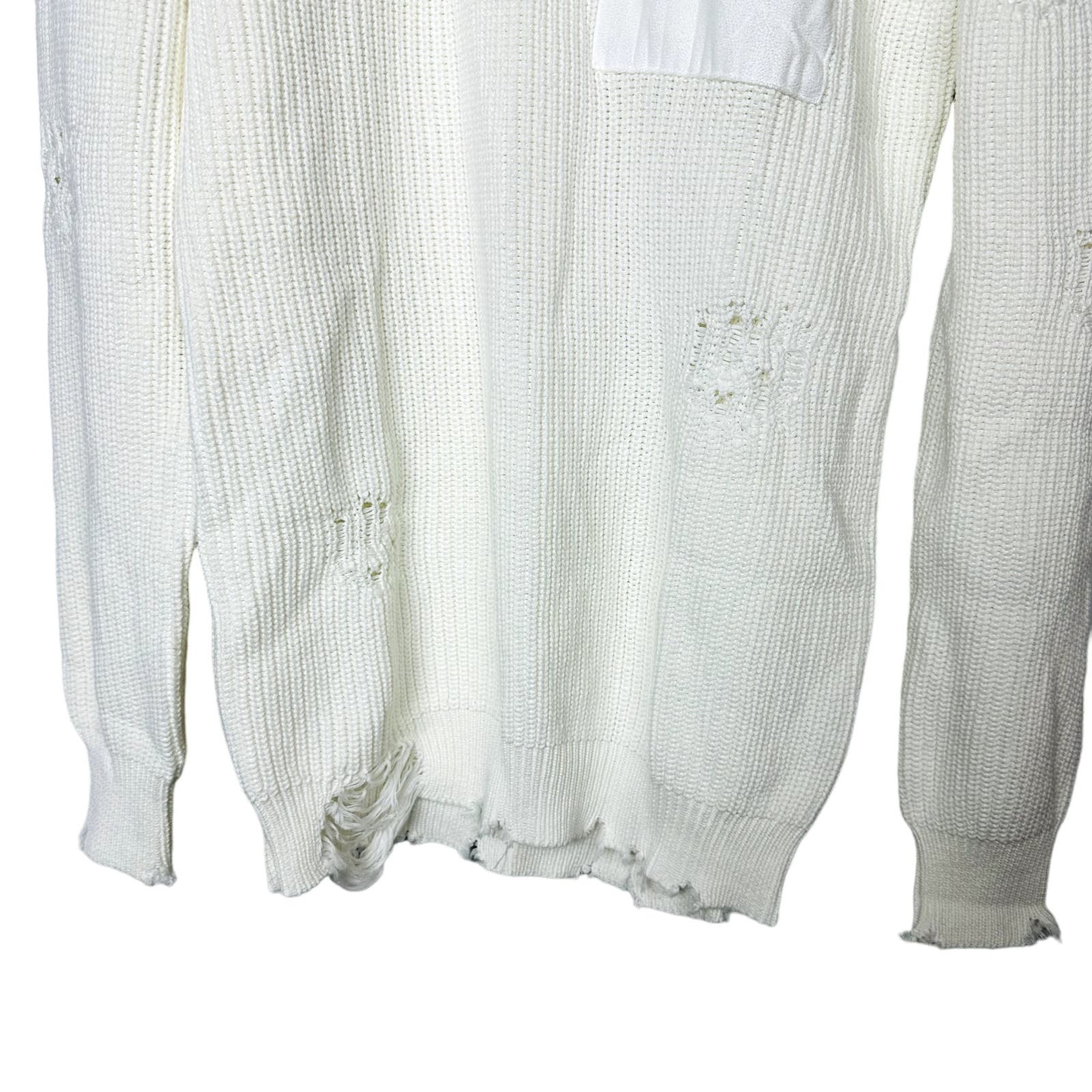 Ser.O.Ya Revolve NWT Devin Sweater White Distressed Cable Knit Pullover Size 2XS