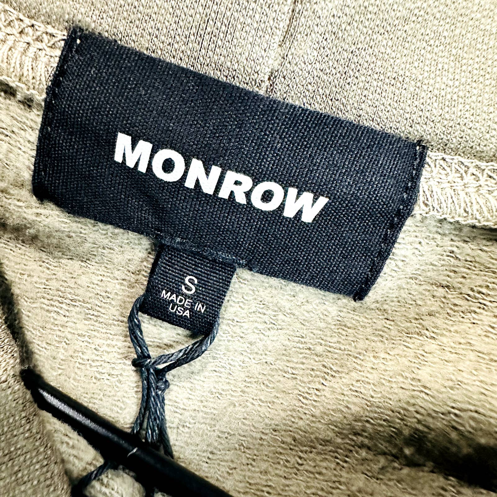 Monrow NWT Supersoft Fleece Boyfriend Pullover Sweatshirt Dusty Olive Size Small