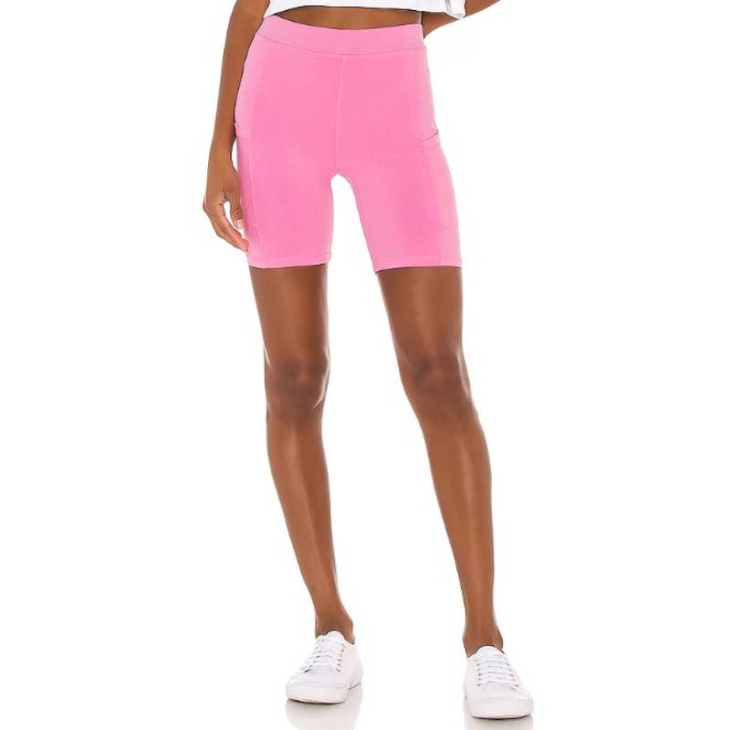 Monrow NWT Athletic Workout Running Pockets Activewear Biker Shorts Hotpink