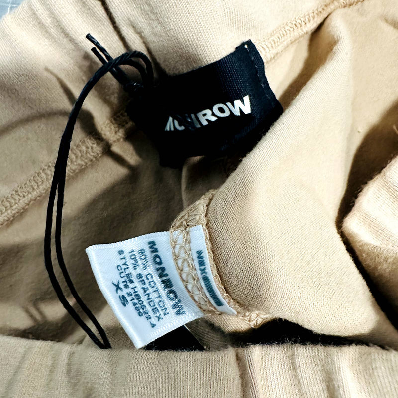 Monrow NWT Athletic Workout Gym Running Pockets Activewear Biker Shorts Latte XS