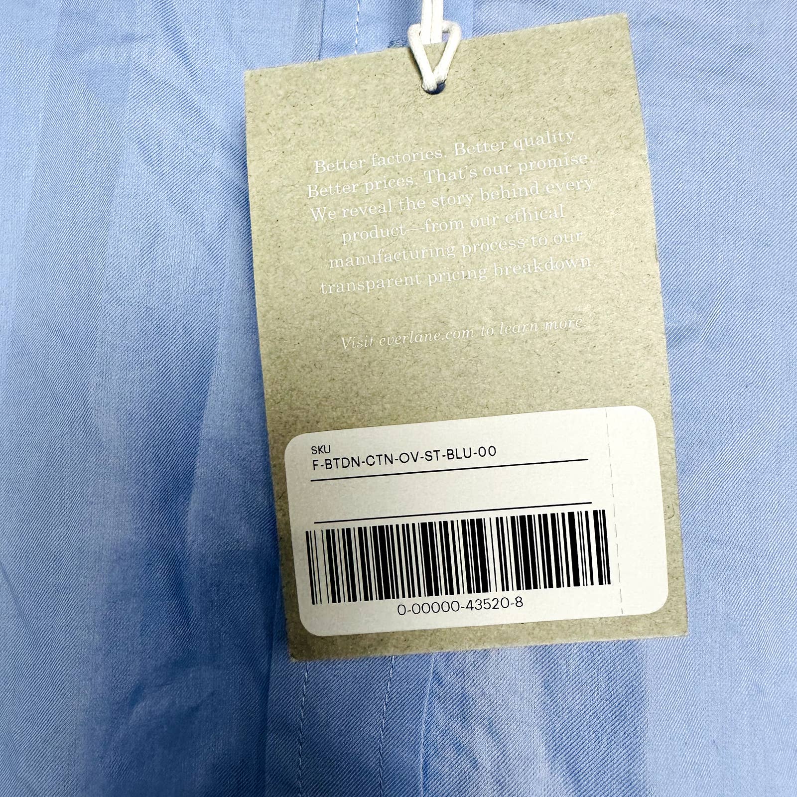 Everlane NWT The Silky Cotton Oversized Tunic Button Down Shirts Blue Size 00