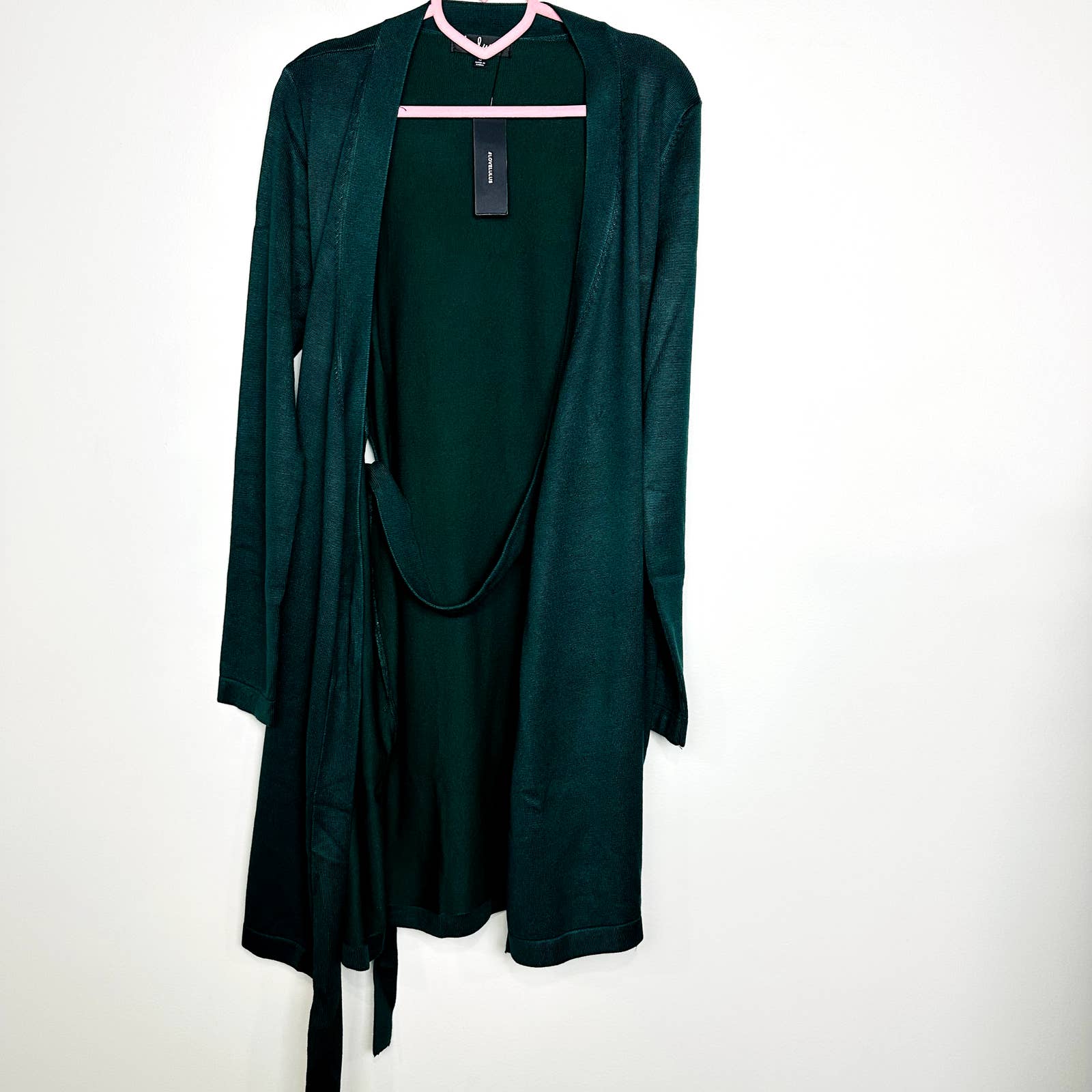 Lulus NWT Literary Lover Forest Knit Long Sleeve Wrap Sweater Dress Green