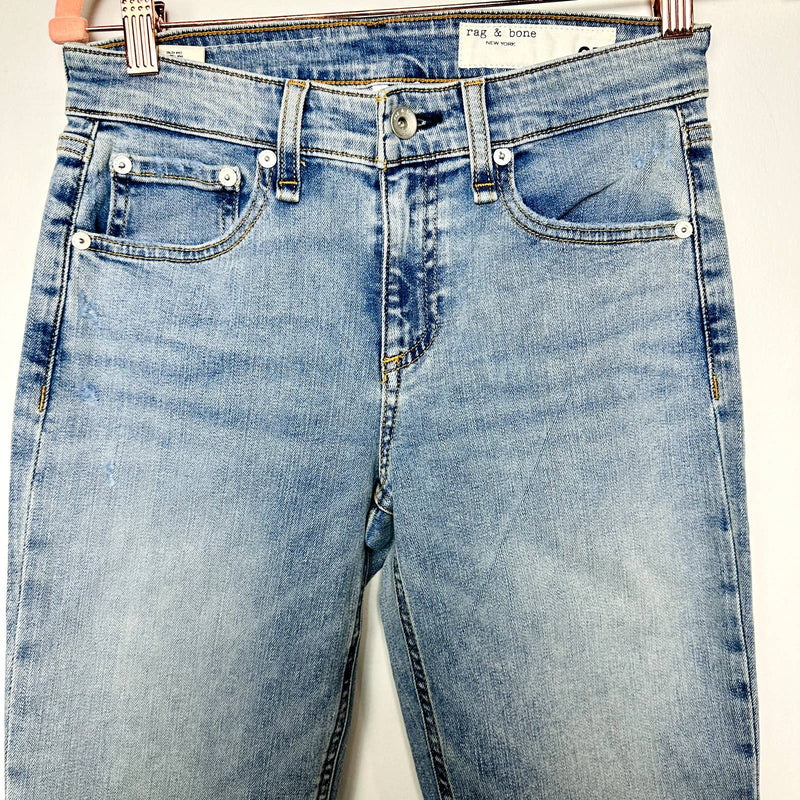 rag & bone NWT Cate Mid-Rise Distressed Ankle Skinny Jeans Thunderbird Size 25
