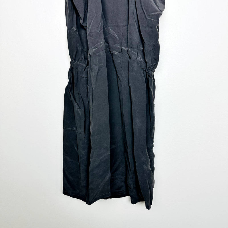 Chaser NWOT Spaghetti Straps Tie Front Drawstring Waist Mini Dress Gray Medium