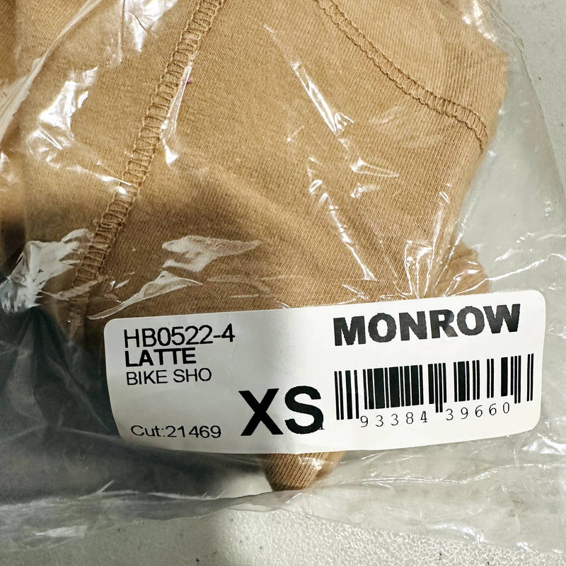 Monrow NWT Athletic Workout Gym Running Pockets Activewear Biker Shorts Latte XS