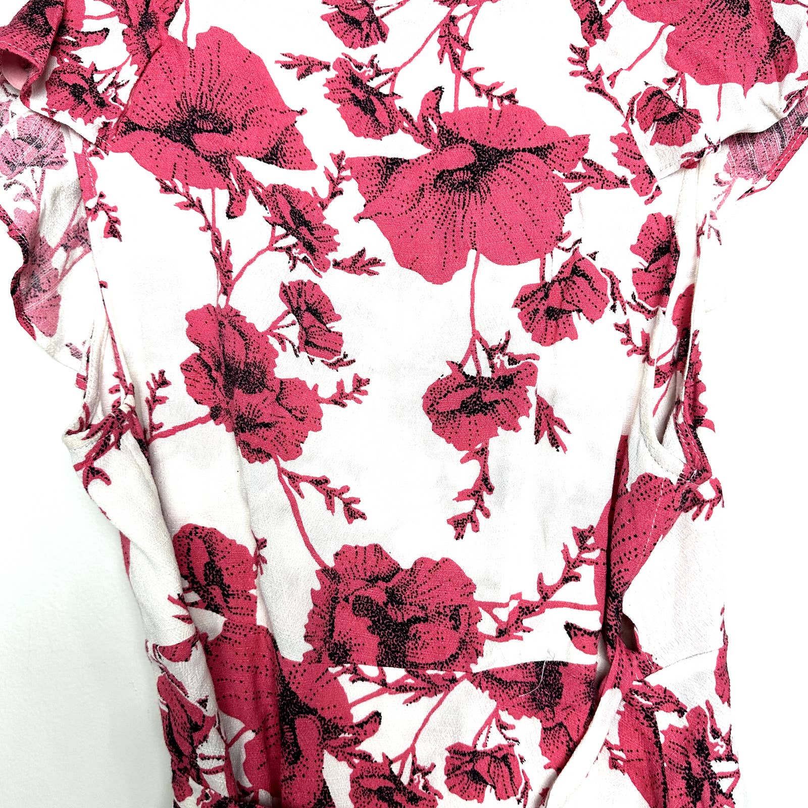 Free People French Quarter Floral Print Tiered Wrap Mini Dress Ivory Sz XS