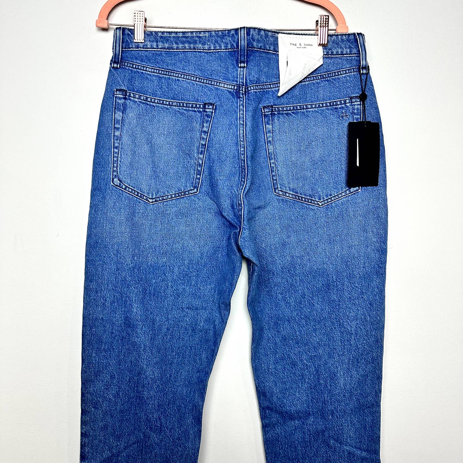 rag & bone NWT Nina High-Rise Raw Hem Ankle Cigarette Denim Jeans Poppy Size 32