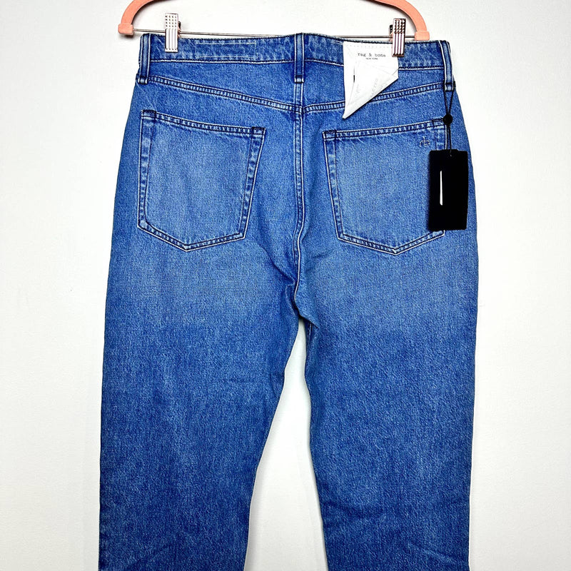 rag & bone NWT Nina High-Rise Raw Hem Ankle Cigarette Denim Jeans Poppy Size 32