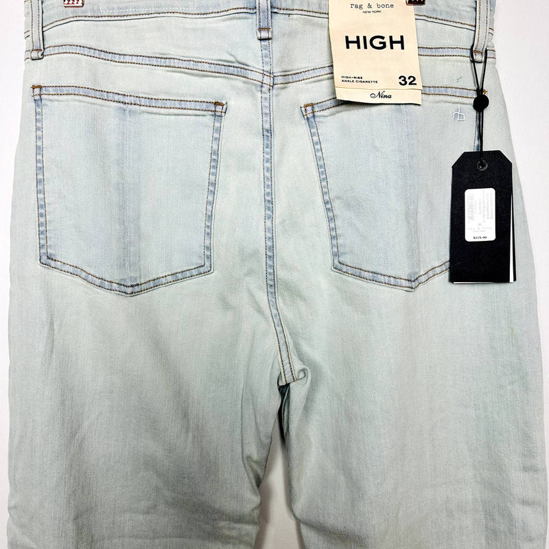 rag & bone NWT Nina High-Rise Cigarette Slim Fit Denim Jeans Clean Edgeview 32