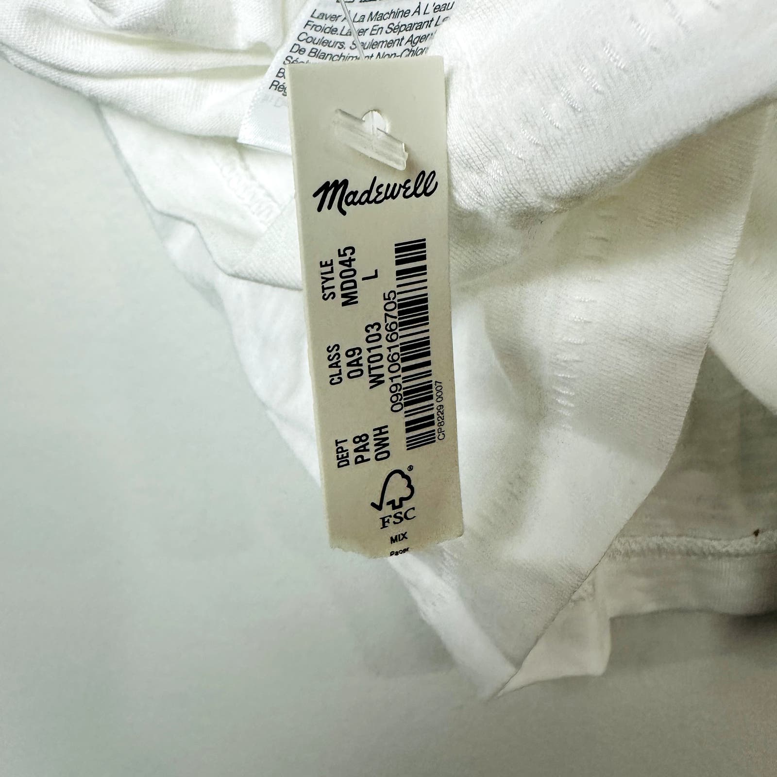 Madewell NWT White Whisper Cotton V-Neck Tank Size Large