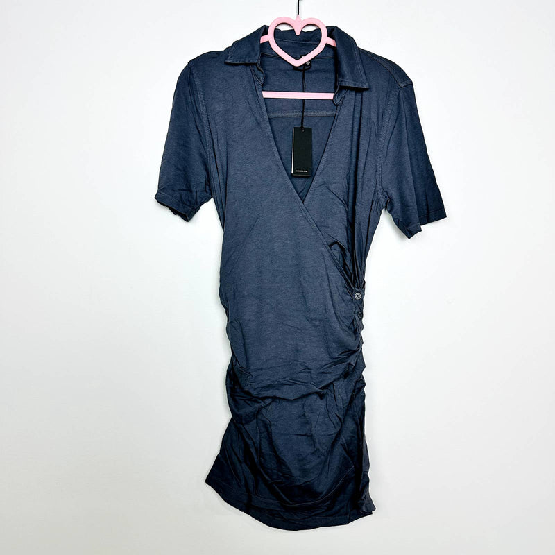 Monrow NWT Short Sleeve Shirred Waist V-Neck Shirt Dress Size XS