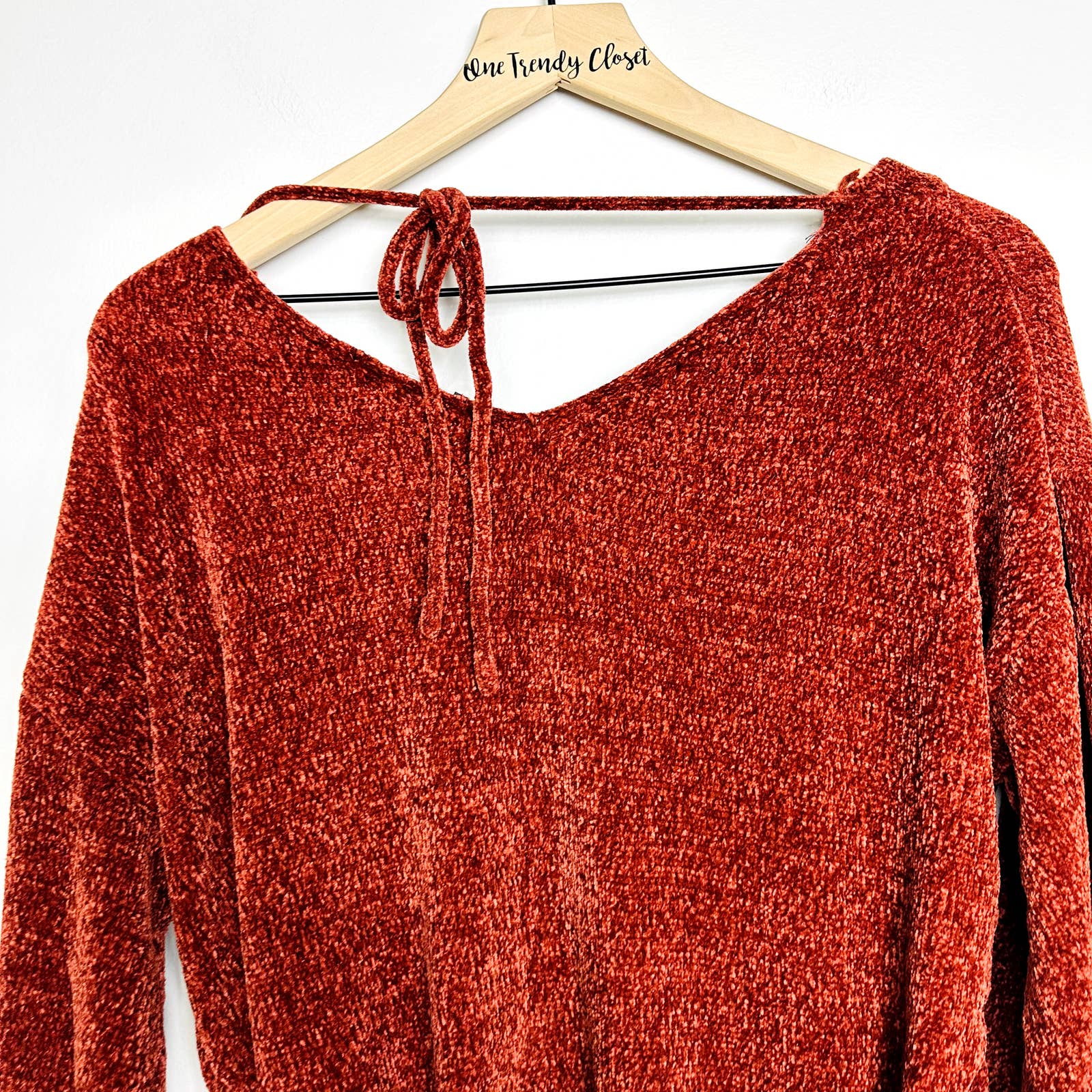 Lulu's NWOT Scoop Neck Balloon Long Sleeve Tie Chenille Knit Sweater dress Small