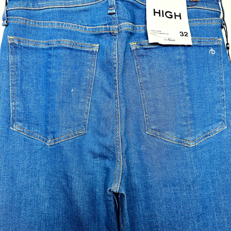 rag & bone NWT Nina High-Rise Ankle Cigarette Cropped Denim Jeans Indigo Size 32
