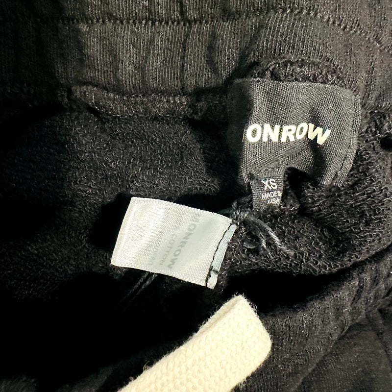 Monrow NWT Ribbed Mix Stitched Elastic Pintuck Sporty Jogger Sweatpants Black XS