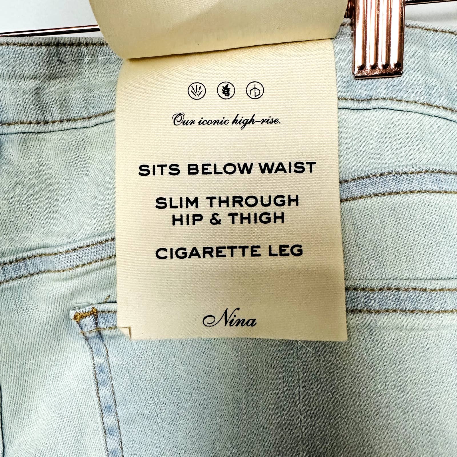 rag & bone NWT Nina High-Rise Cigarette Slim Fit Denim Jeans Clean Edgeview 32