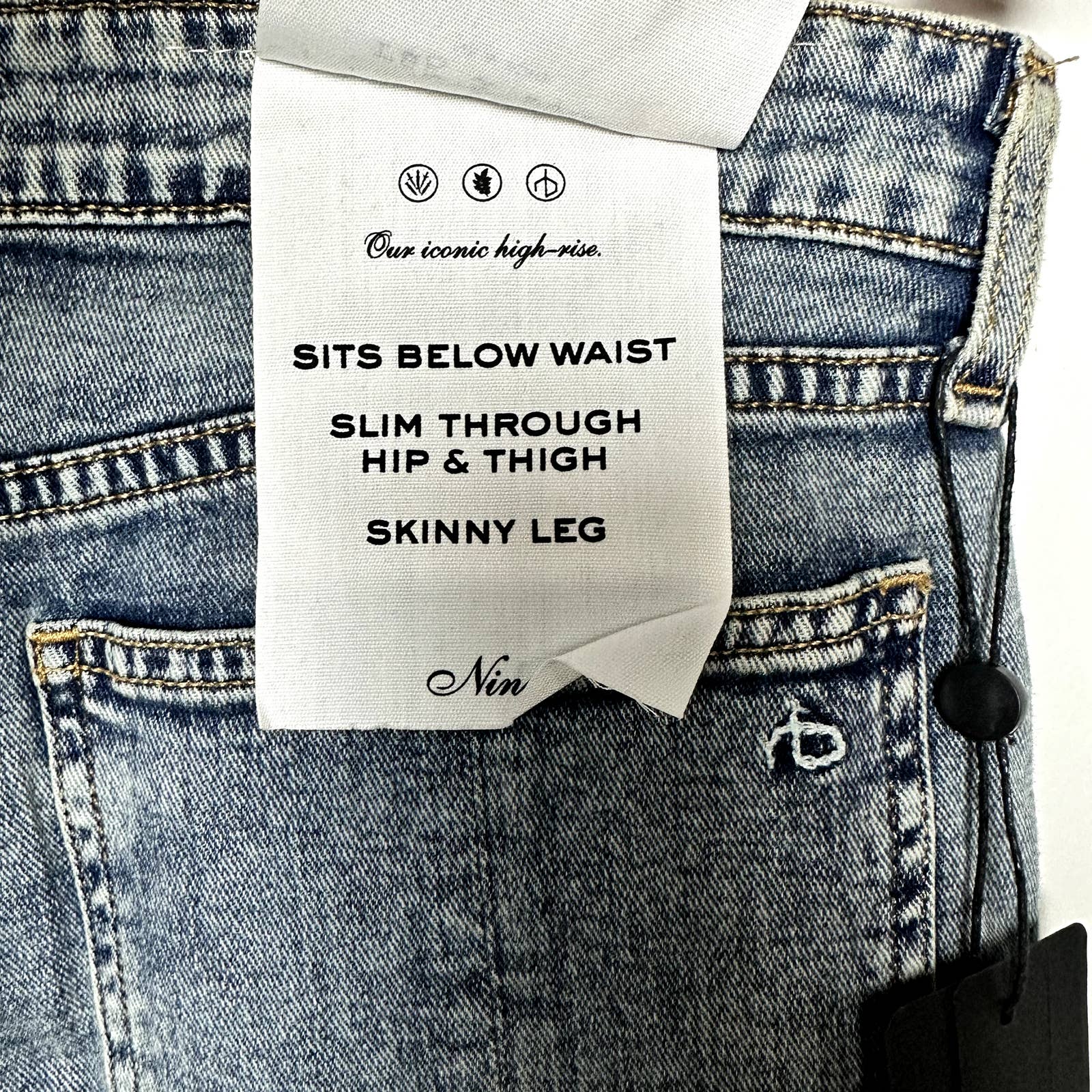 rag & bone NWT Nina High Rise Button Fly Skinny Leg Denim Jeans Farrow Size 30