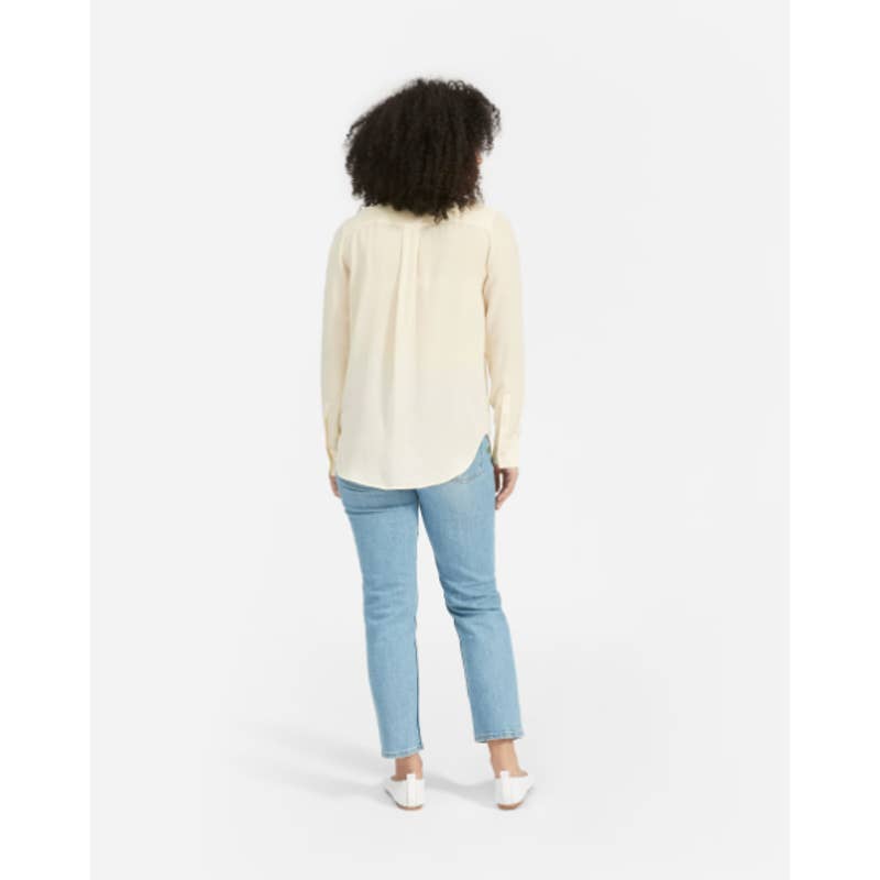 Everlane NWT The Clean Silk Relaxed Button Down Classic Shirt Pale Yellow