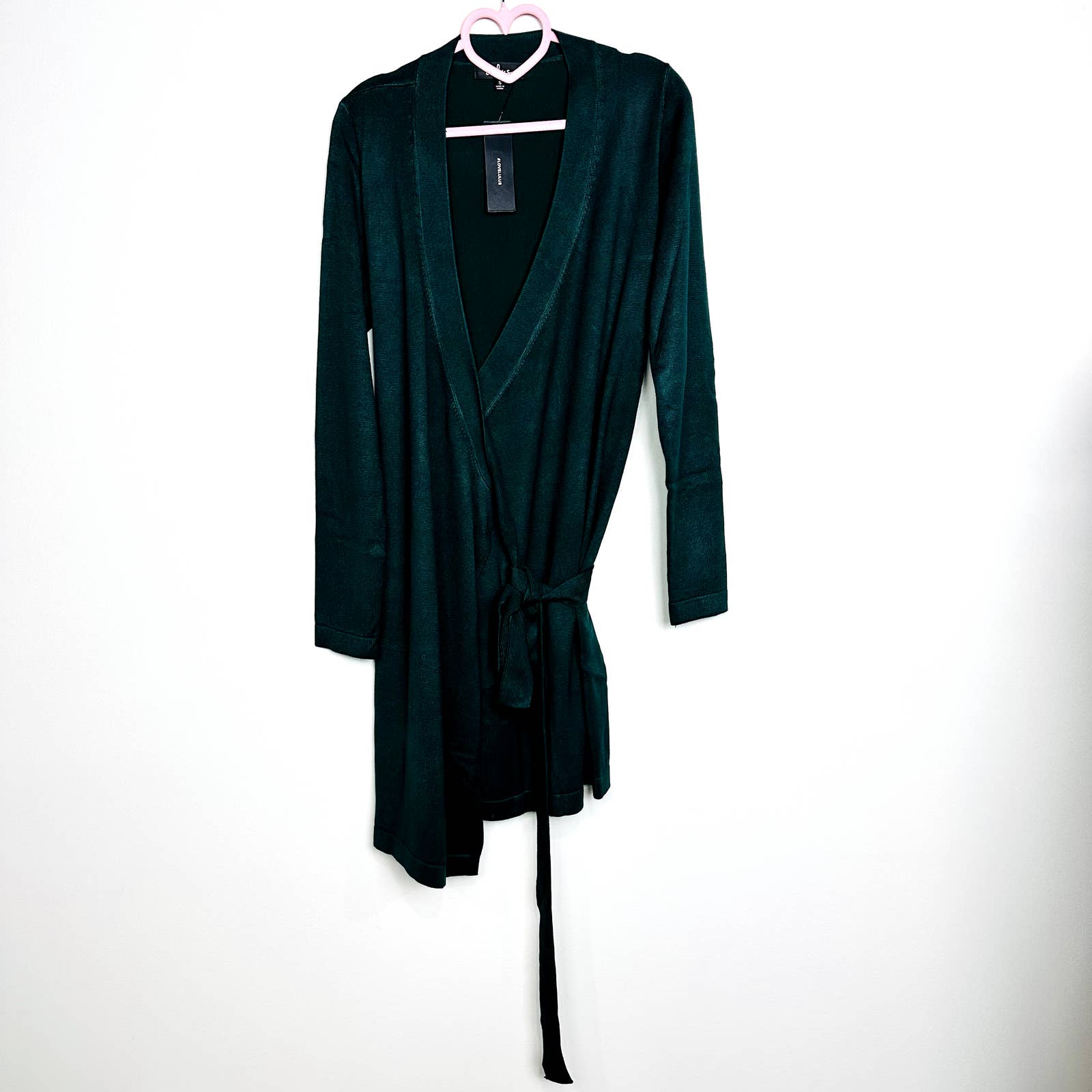 Lulus NWT Literary Lover Forest Knit Long Sleeve Wrap Sweater Dress Green