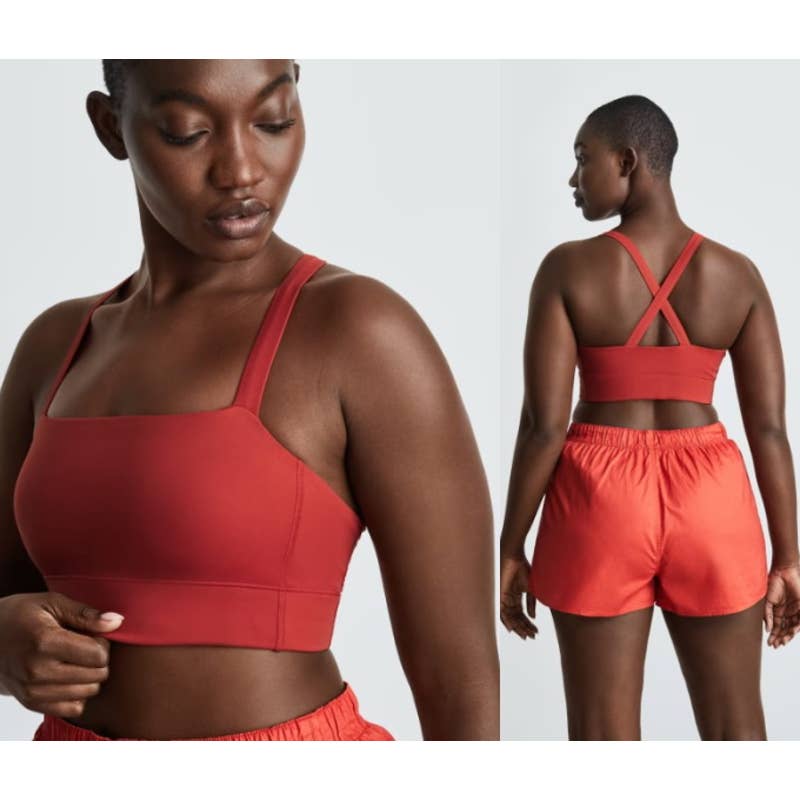 Everlane NWT The Perform Cropped Criss Cross Strap Activewear Top Red Size XXS