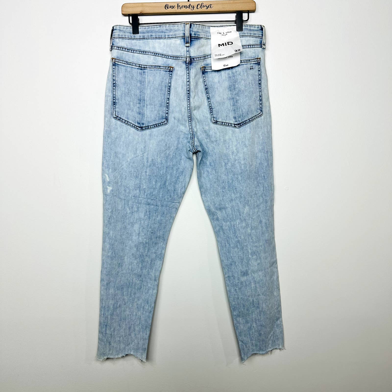 rag & bone NWT Cate Mid-Rise Raw Hem Ankle Slim Skinny Denim Jeans Blue Size 32