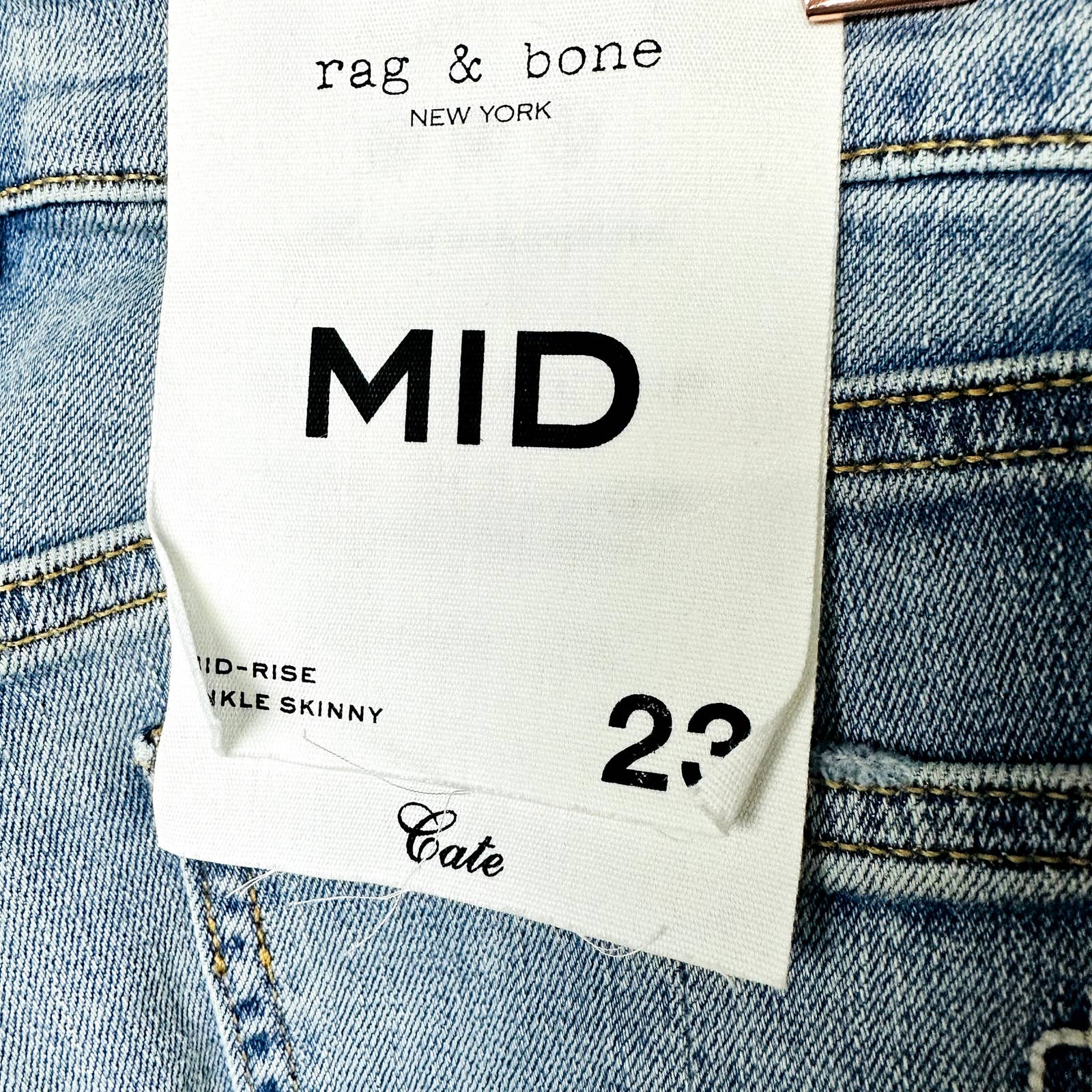 rag & bone NWT Cate Mid-Rise Distressed Ankle Skinny Jeans Thunderbird Size 23