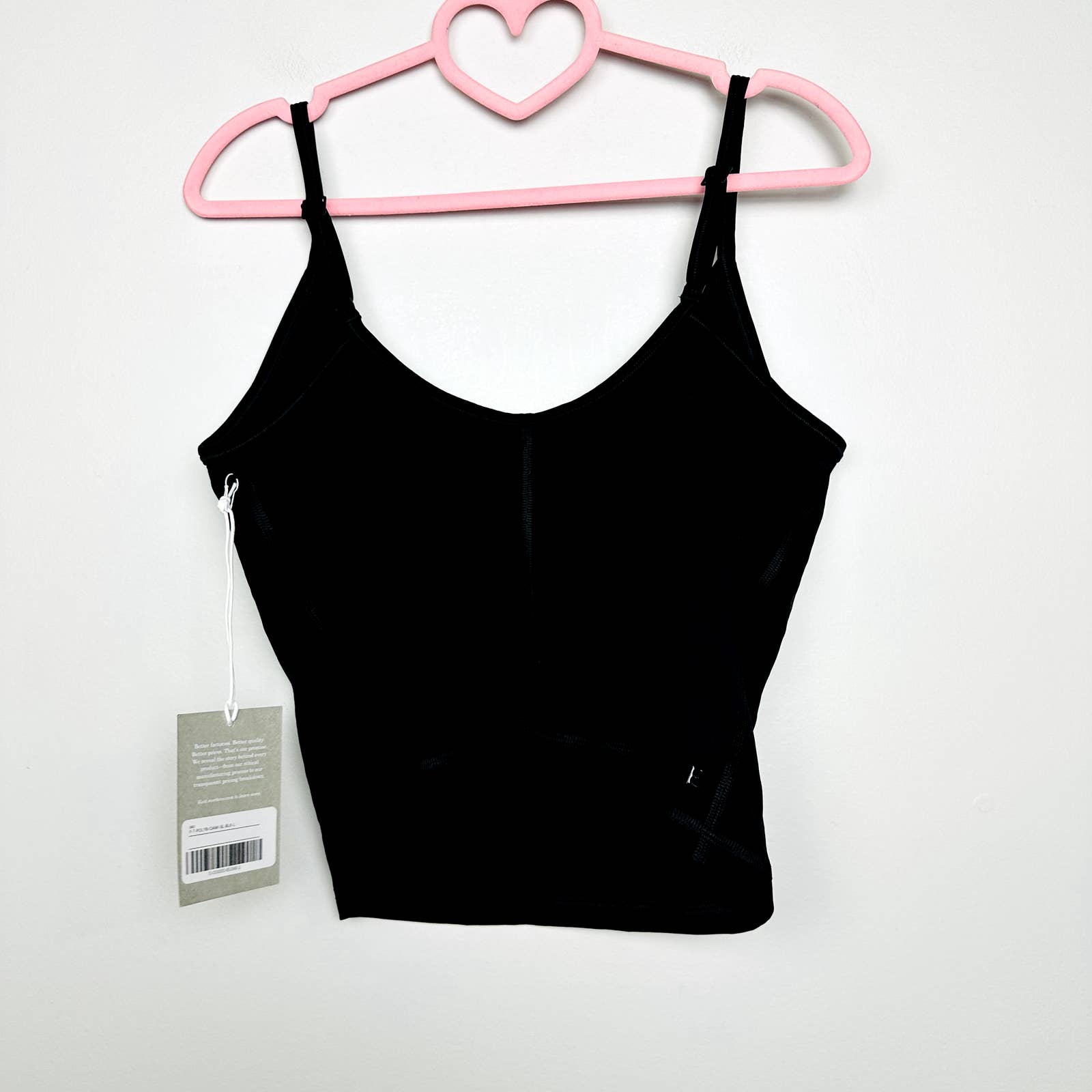 Everlane NWT The Perform Cami Scoop Neck Gym Cropped Tank Top Black Size Large