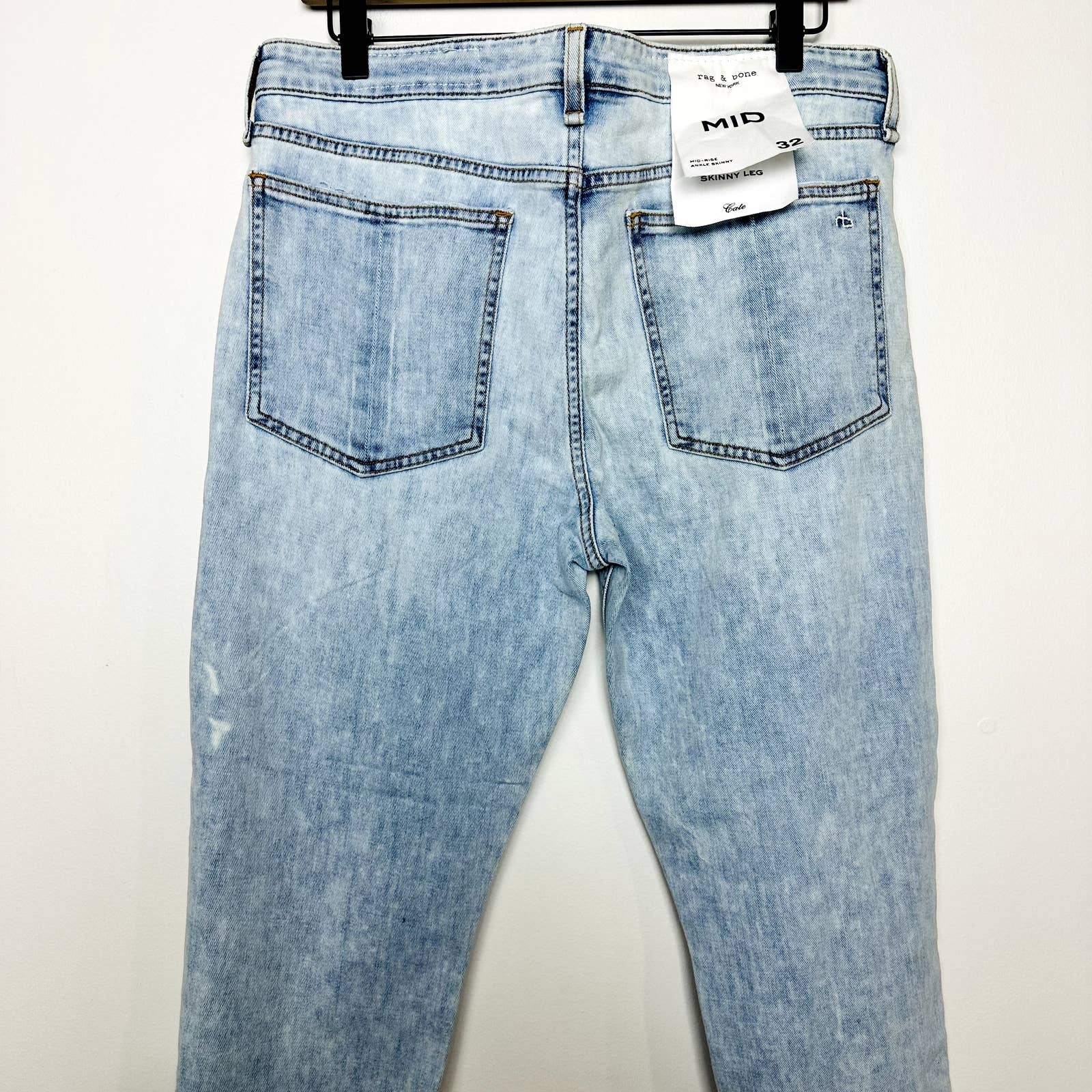 rag & bone NWT Cate Mid-Rise Raw Hem Ankle Slim Skinny Denim Jeans Blue Size 32