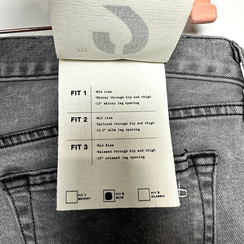 rag & bone NWT Mid-Rise Stretch Classic Slim Straight Denim Jeans Gray Size 38