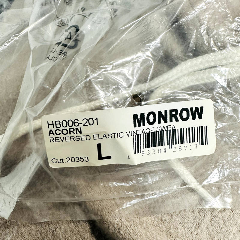 Monrow NWT Reversed Elastic Waist Drawstring Vintage Sweatpants Acorn Size Large
