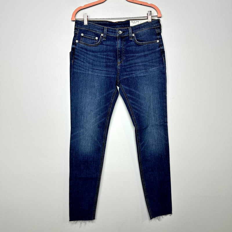 rag & bone NWT Cate Midi-Rise Classic Ankle Raw Hem Skinny Jeans Juni Size 29