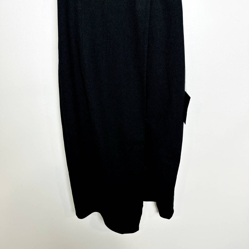 Lulus NWT Shape The Night Asymmetrical Neck Slit Midi Bodycon Dress Black Sz XS