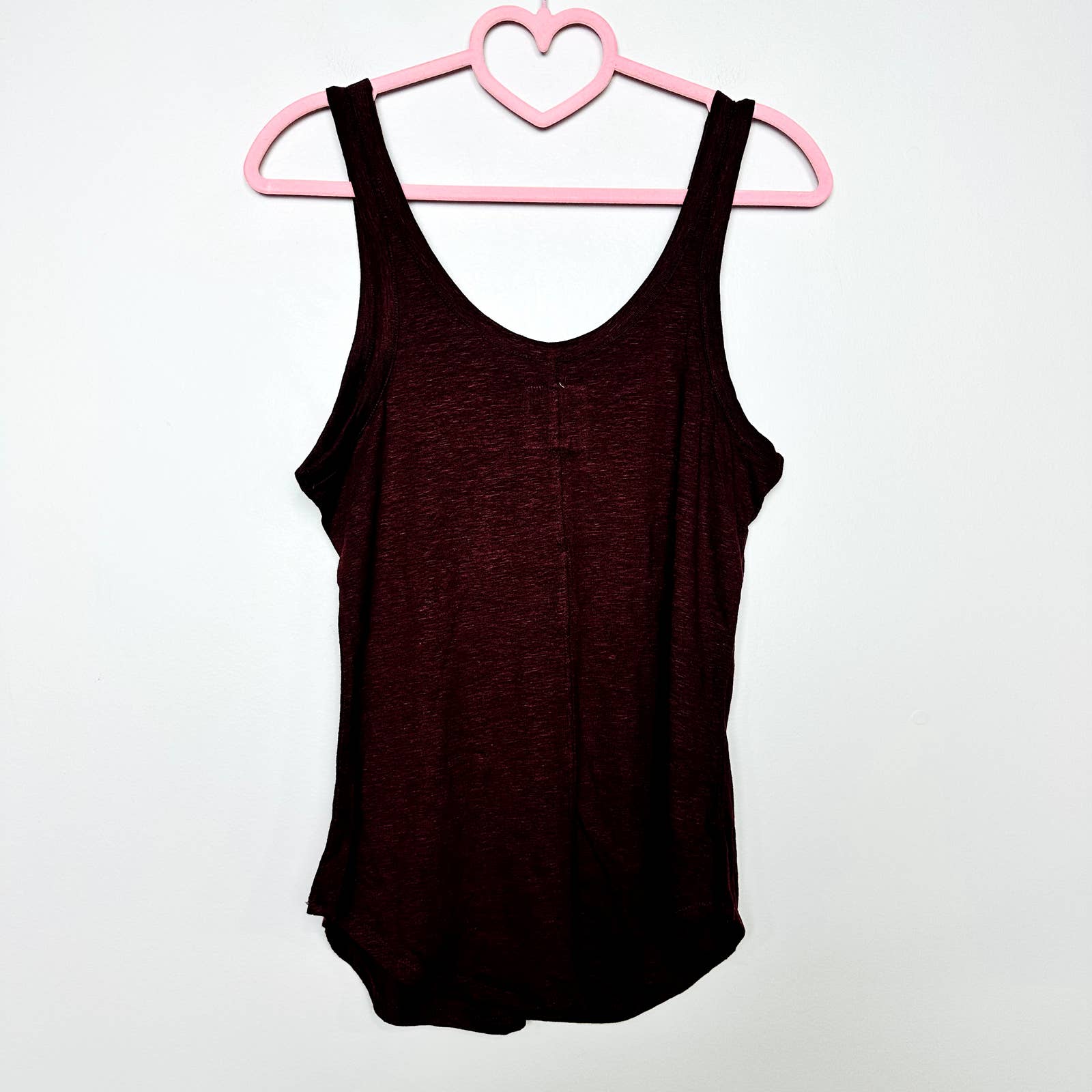 Chaser NWT Double Scoop Neck Linen Blend Sleeveless Tank Top Maroon Size Small