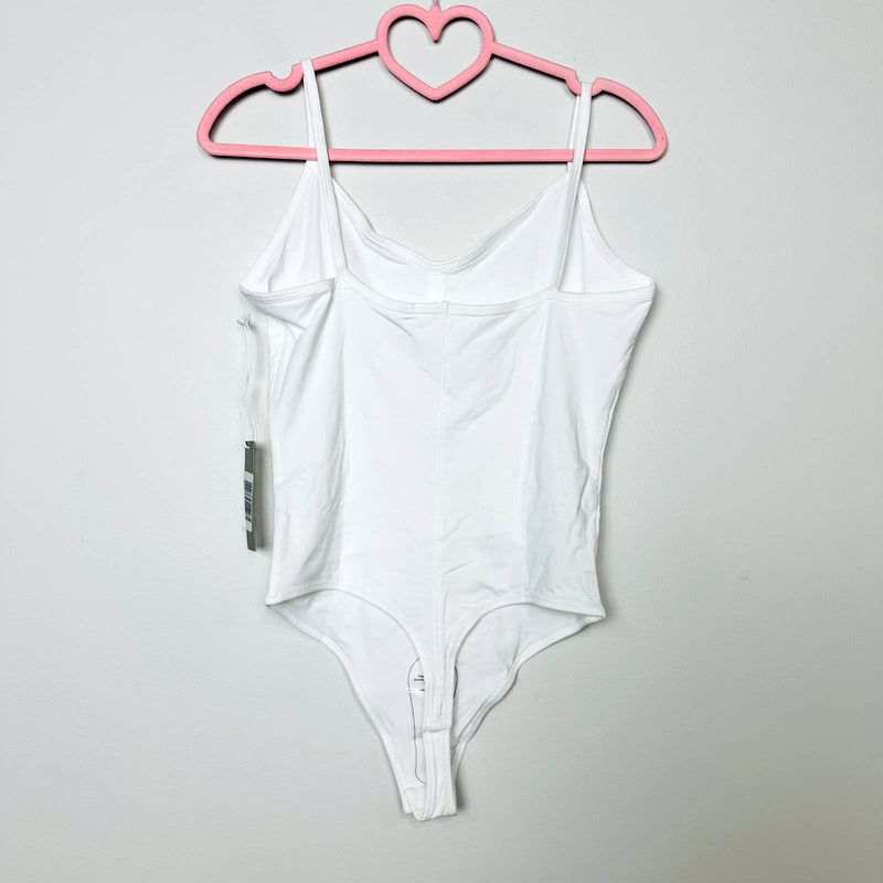 Everlane NWT Cotton Blend Cami Ribbed Knit Thong Tank Bodysuit White Size Small
