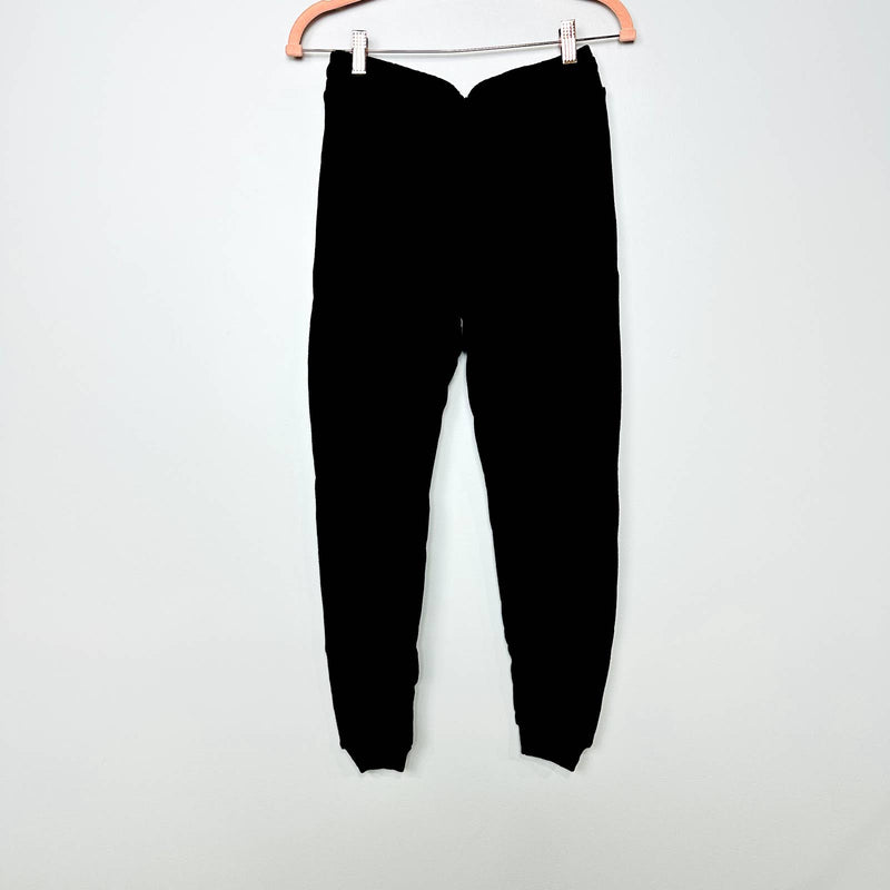Monrow NWT Ribbed Mix Stitched Elastic Pintuck Sporty Jogger Sweatpants Black XS
