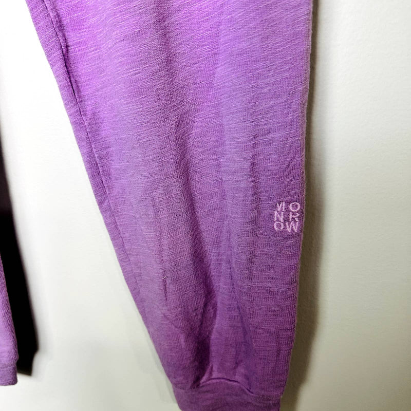 Monrow NWT Terry Cloth Embroidered Pull On Jogger Pants Heathered Purple Small